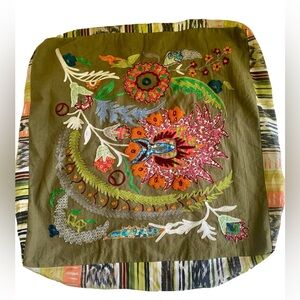 A Journey To India Embroidered Boho Patchwork Throw Pillow Cover Cushion
